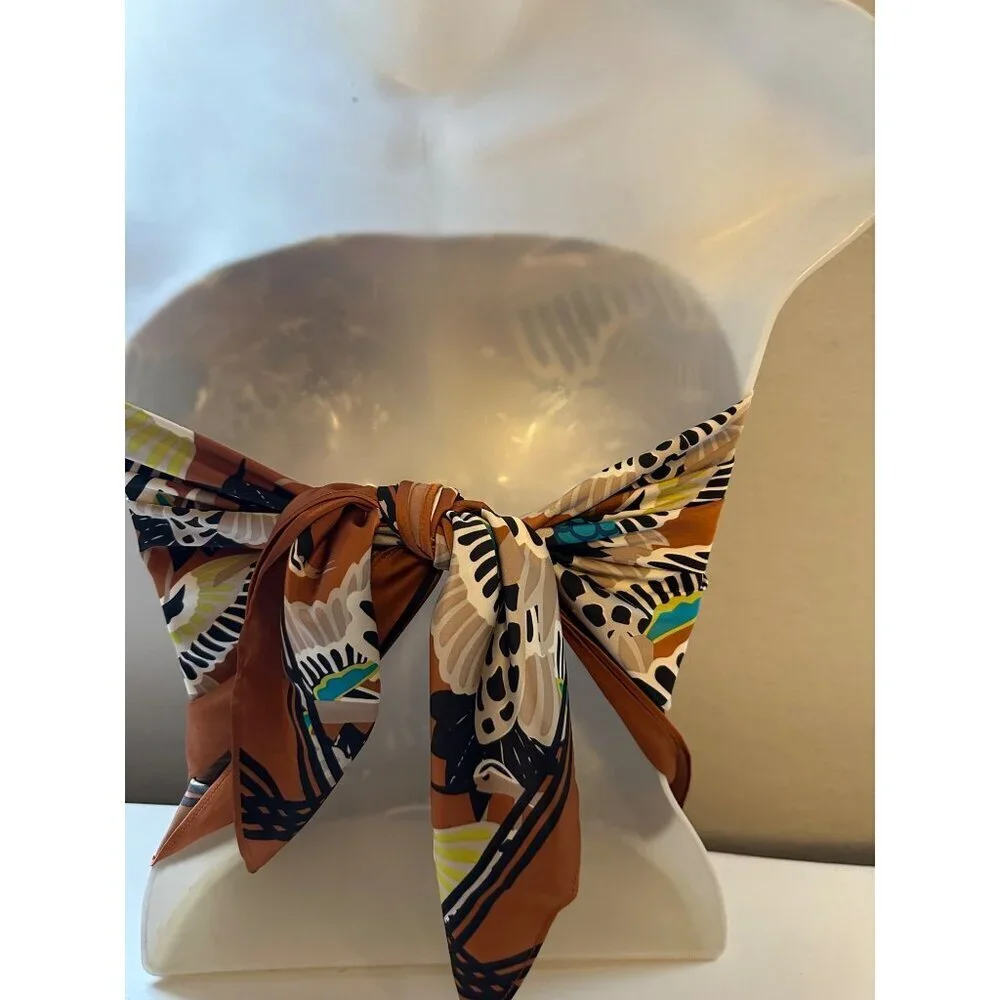 TEREA Women's Standard Aniyah Crane Print Silky Scarf multiple ways to wear NWT